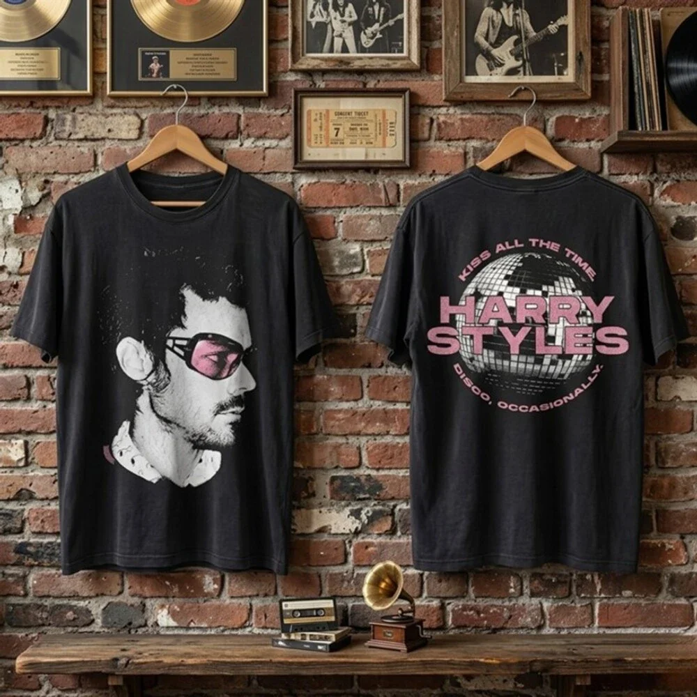 Harry Styles Vintage Disco Tour Tee Pop Concert Shirt Y2K Streetwear - Picture 1 of 3